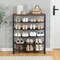 Space-Saving Shoe Rack with Wooden Top, Metal Shelves, Adjustable Feet